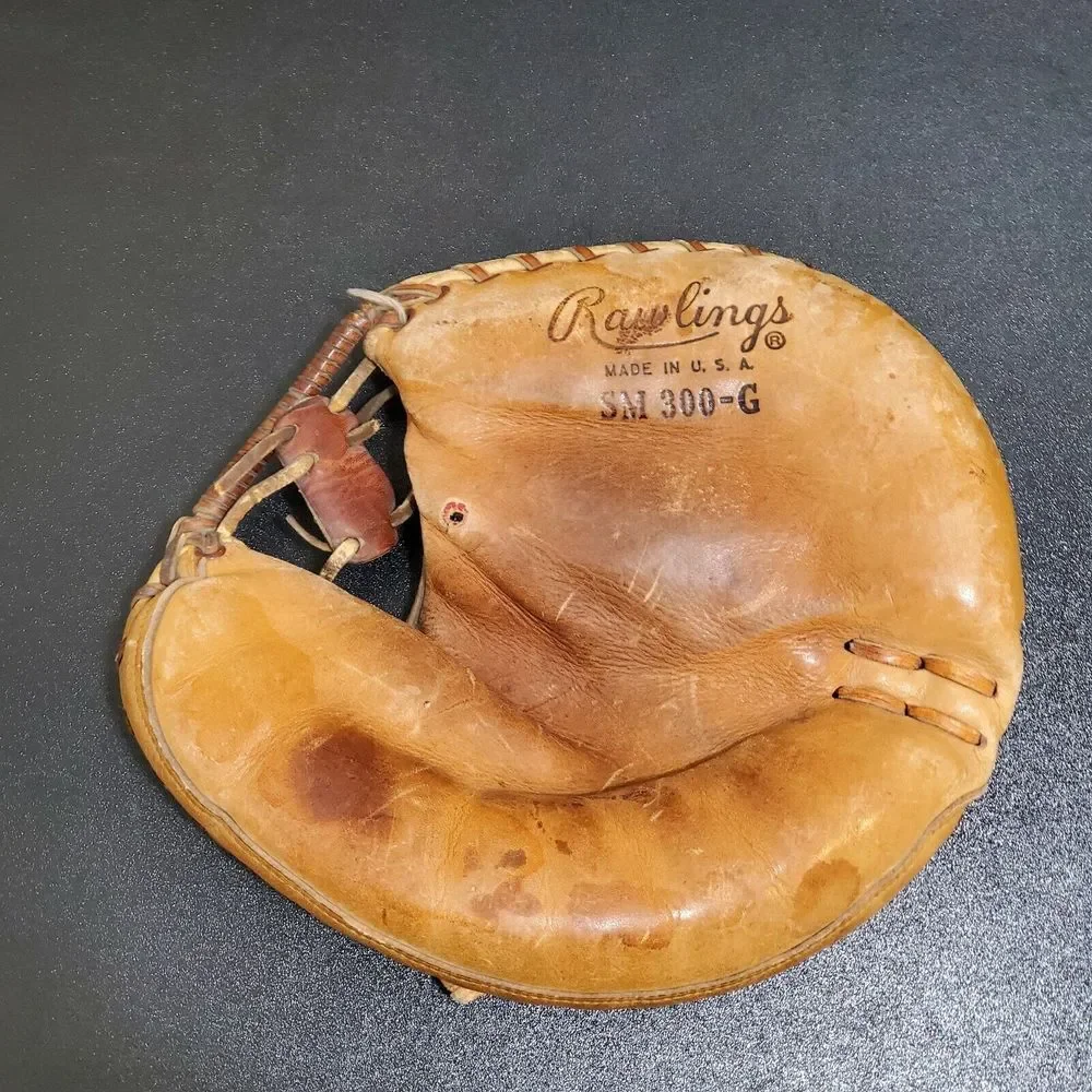 Vintage Rawlings Padded Leather L/H Catchers Mitt Glove Hinged Pad SM 300-G READ